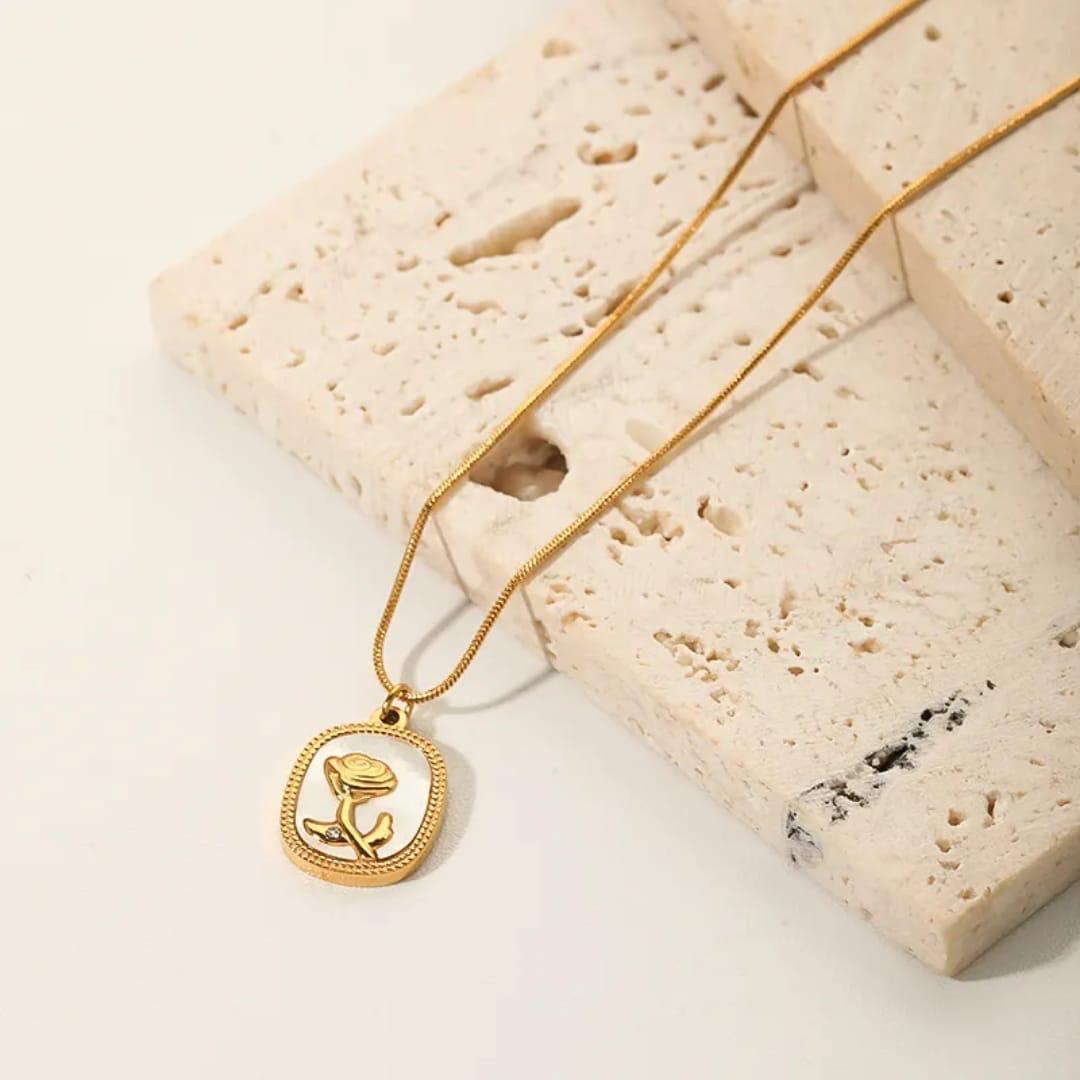 Golden Bloom Rose Pendant Necklace