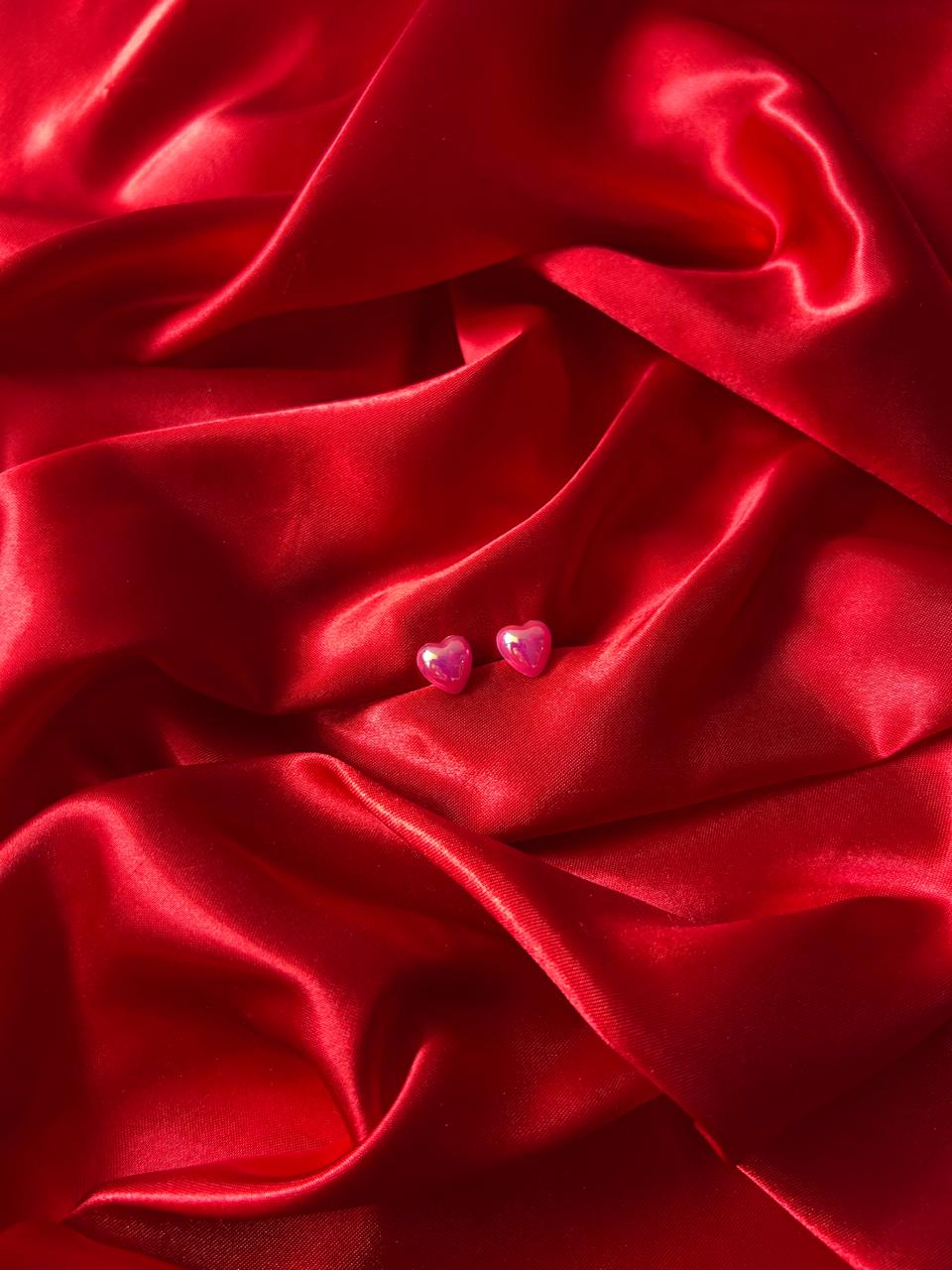 Pink Heart Stud Earrings