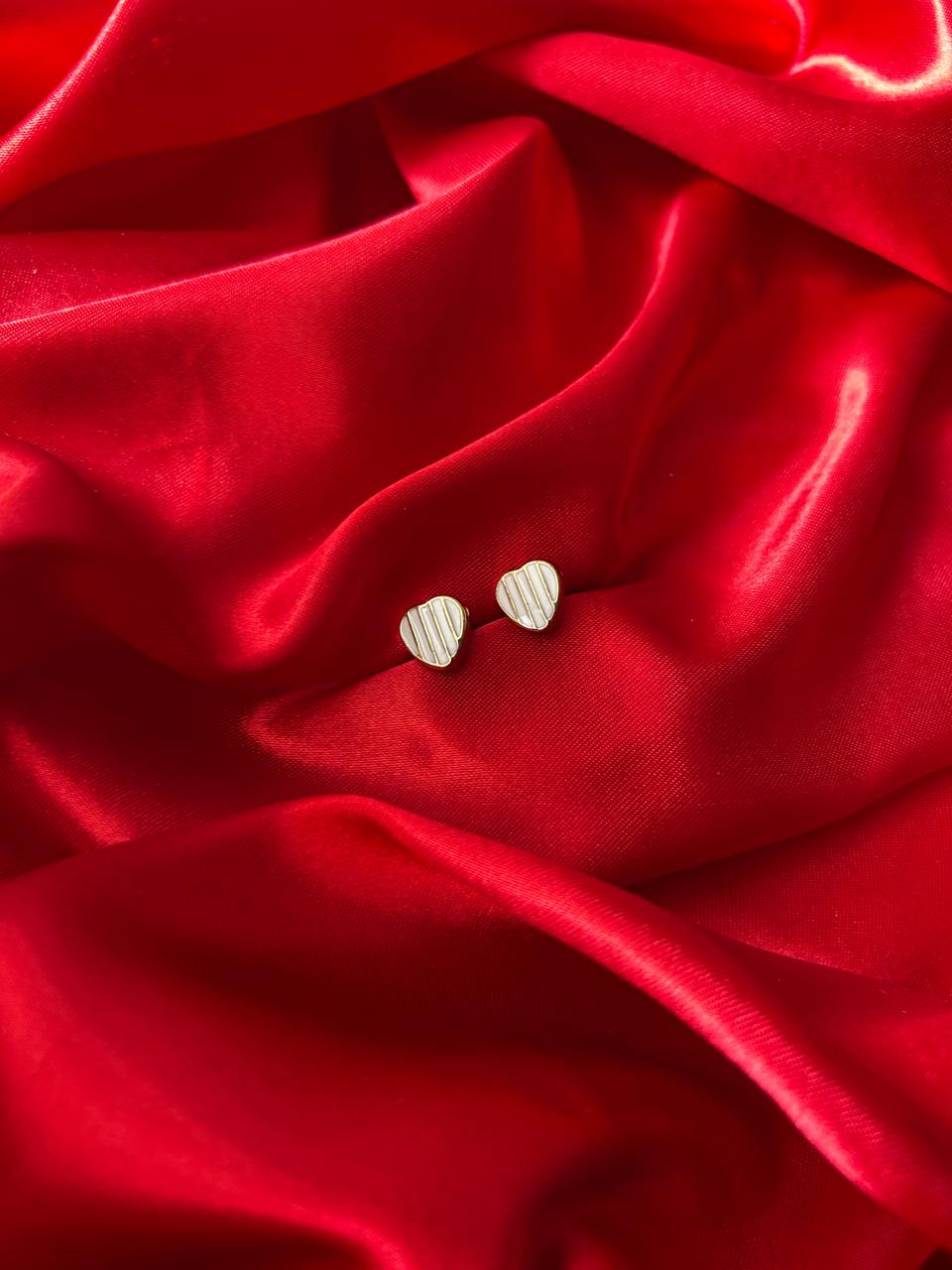 White Line Heart Studs