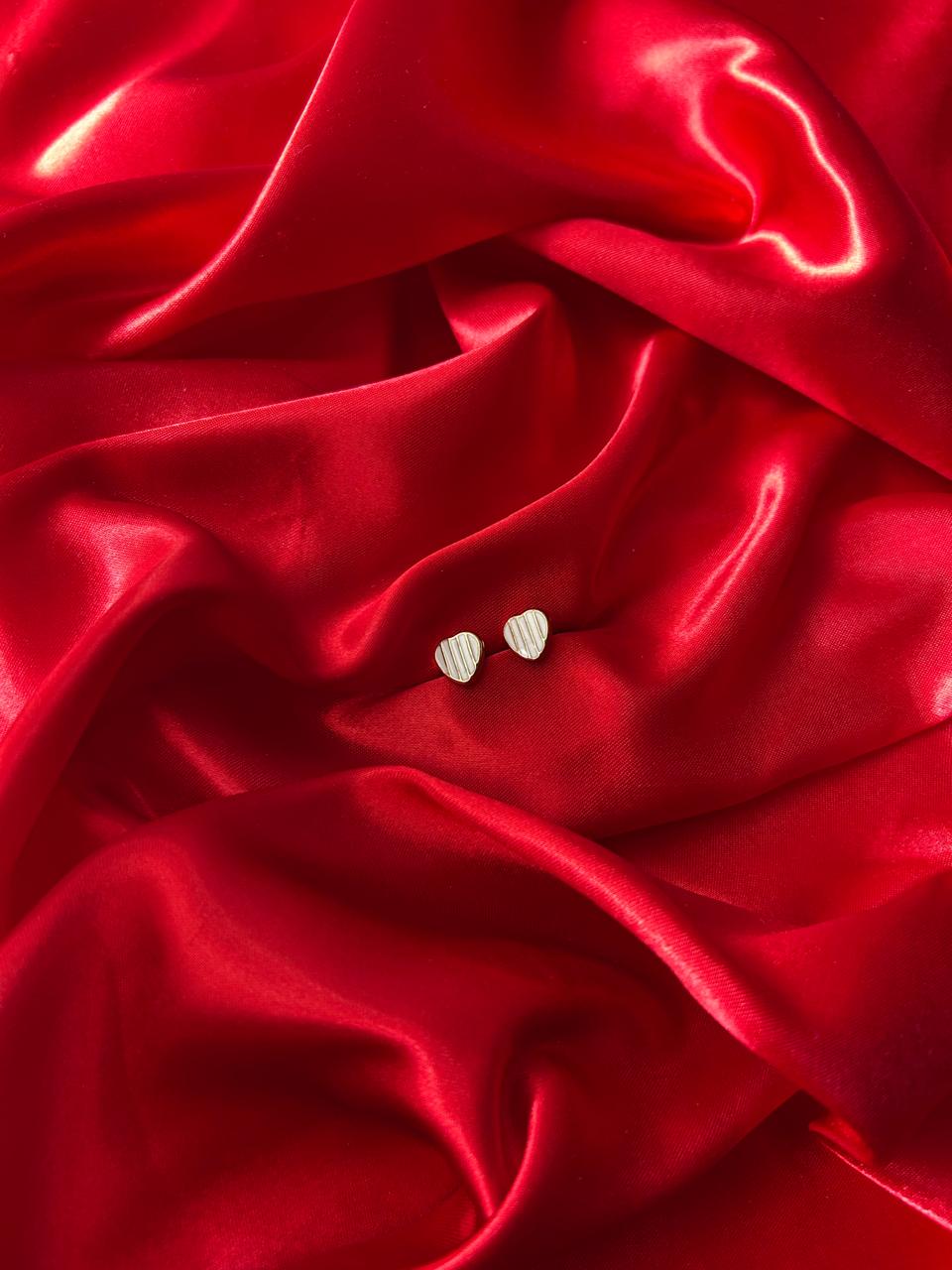 White Line Heart Studs