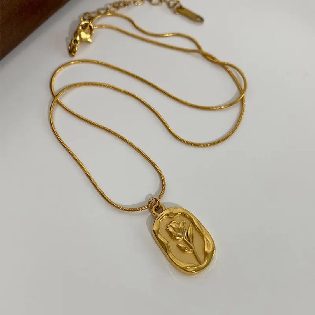 Golden Tulip Medallion Necklace