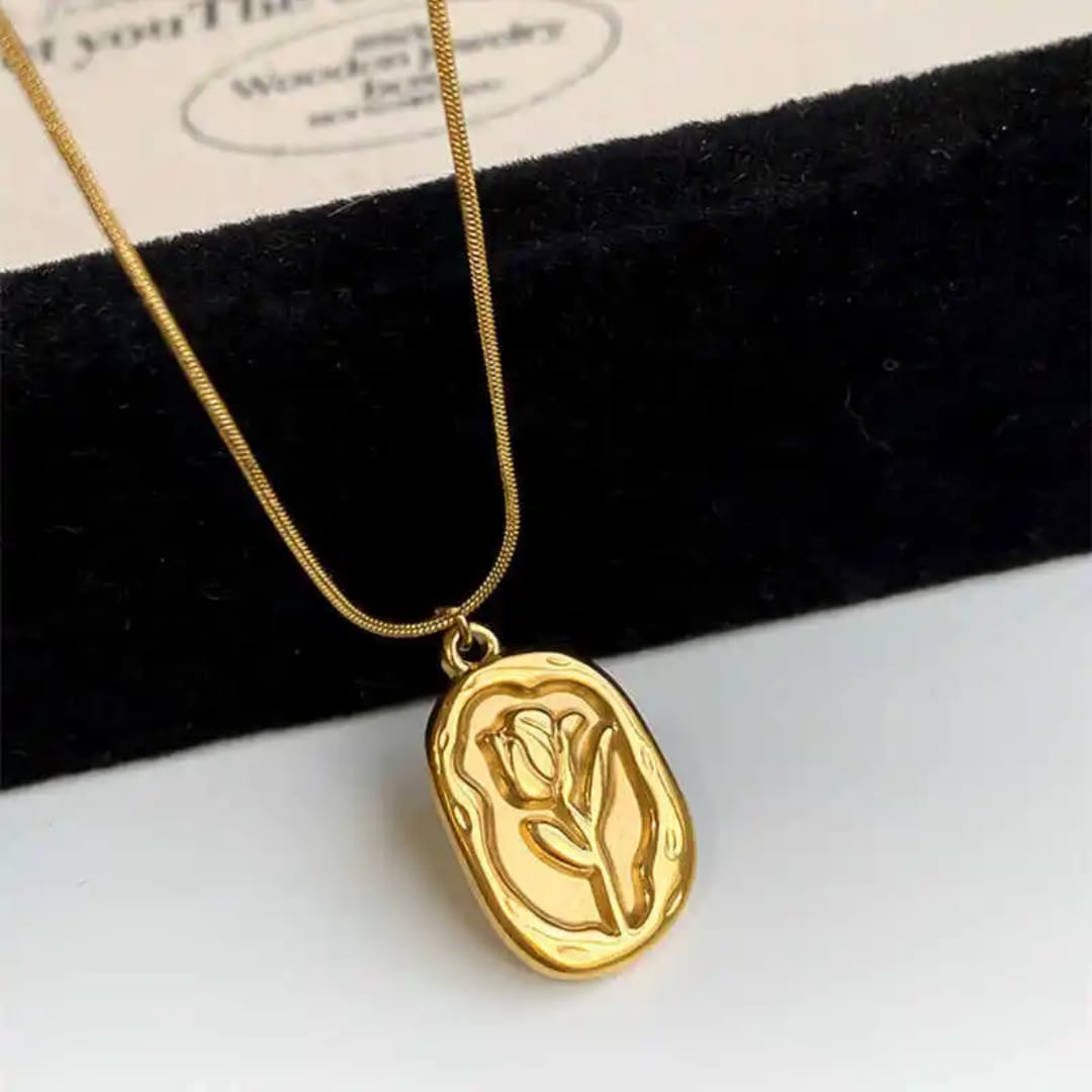 Golden Tulip Medallion Necklace