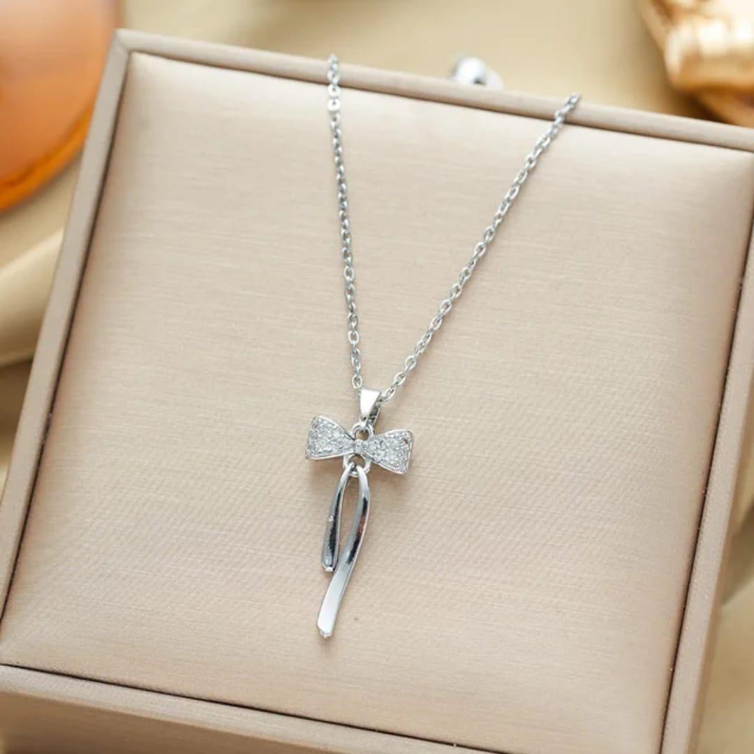 Bow Ribbon Pendant Necklace (Gold & Silver)