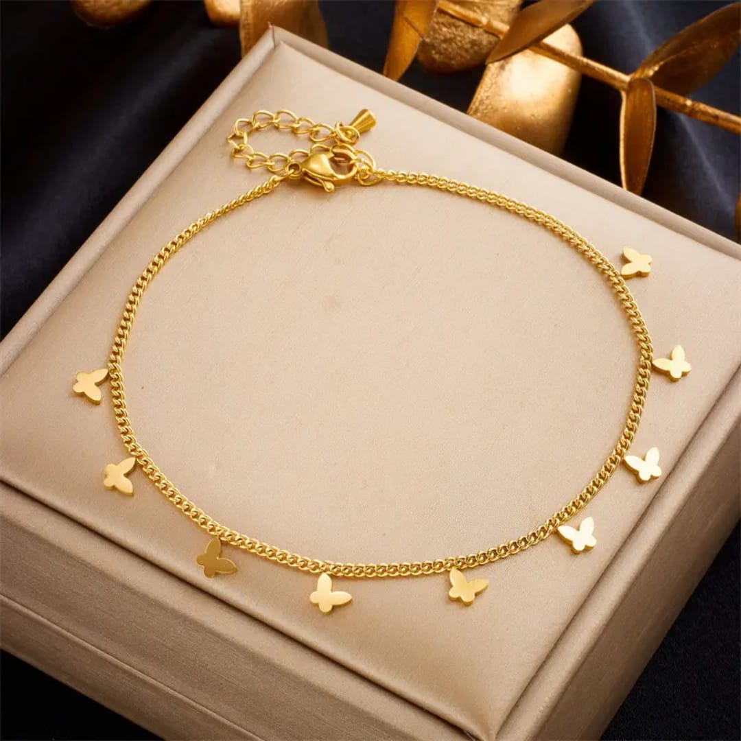 Golden Butterfly Charm Anklet