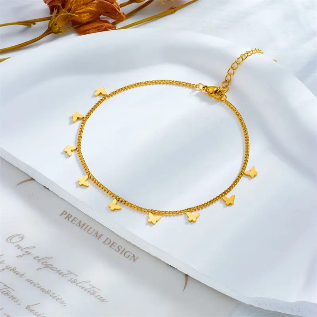 Golden Butterfly Charm Anklet