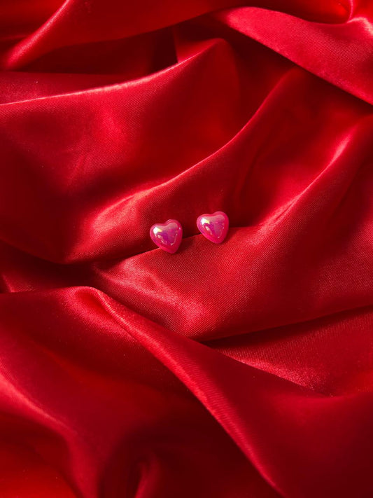 Pink Heart Stud Earrings