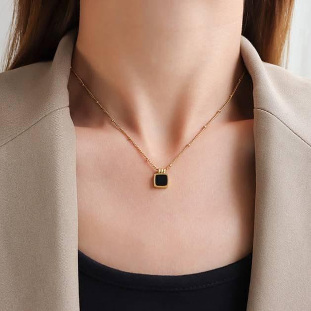 Matte Black Stainless Steel Chain Necklace